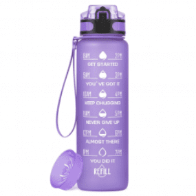 Motivational Fitness Sports Water Bottle with Time Marker & Straw 1L