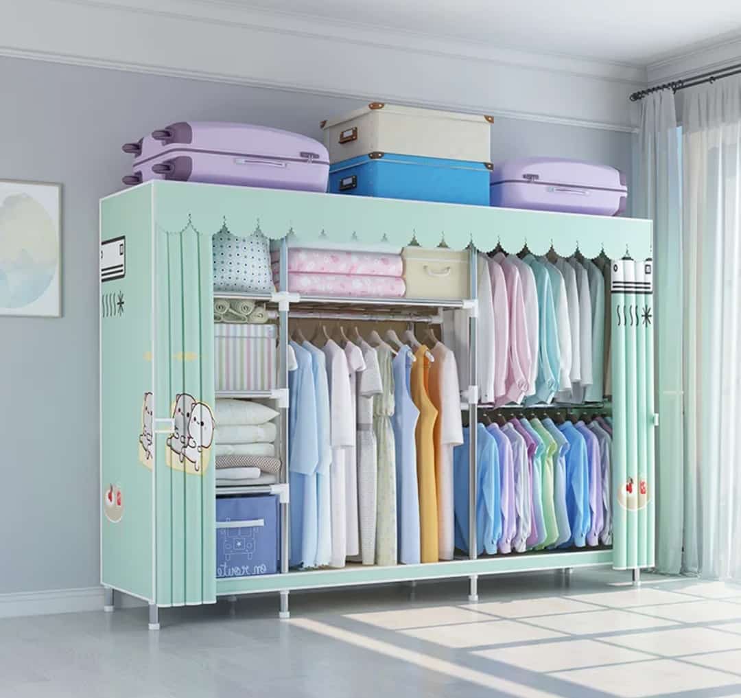 Portable Wardrobe Cabinet with Metal Fabric Wardrobe at Multifunctional DIY Bedroom Wardrobe Designs