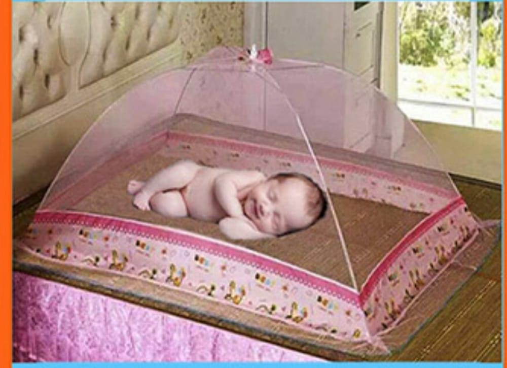 Unisex umbrella mosquito netting baby simple folding baby bedding curtains high dense travel blue pink portable baby mosquito