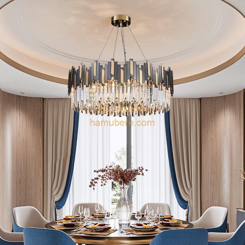 Modern Gold Luxury Crystal Chandeliers Lighting LED Pendant /Ceiling Light Fixture for Living Room Hotel Hall Decor Hanging Lamp