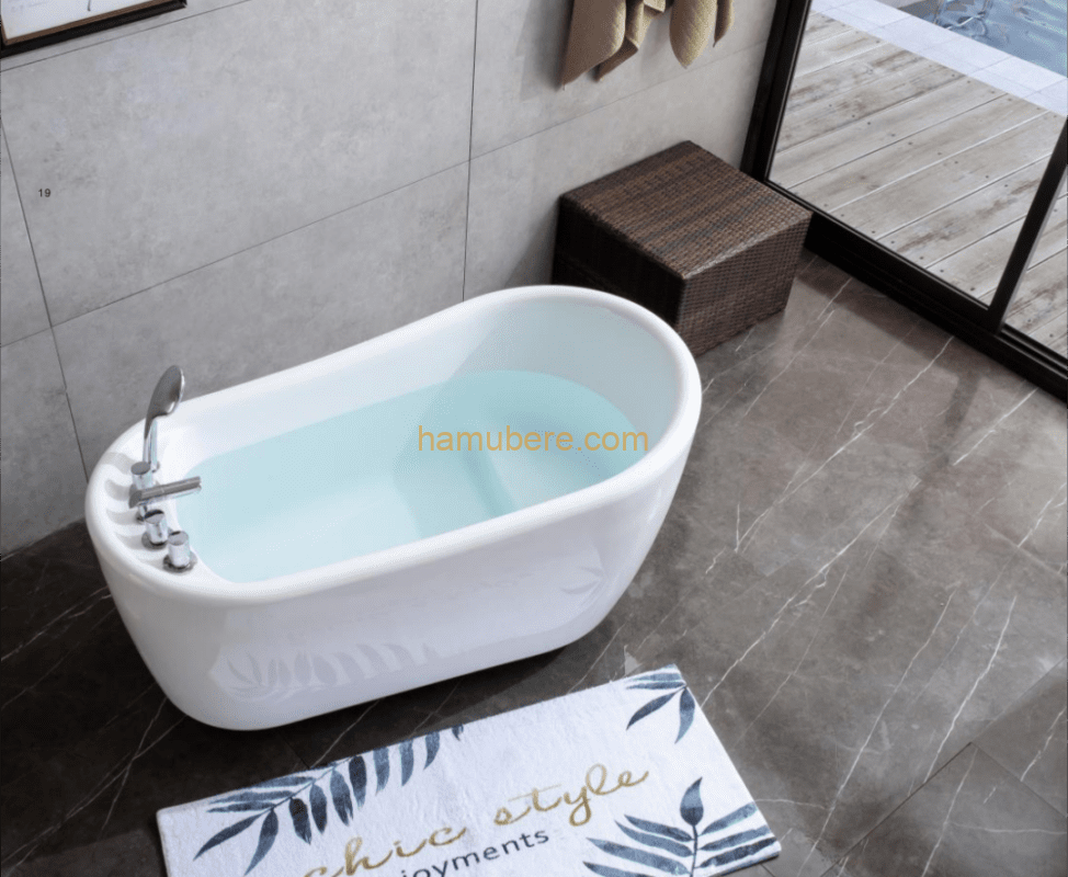 Modern Single Slipper White Acrylic Oval Freestanding Bathtub