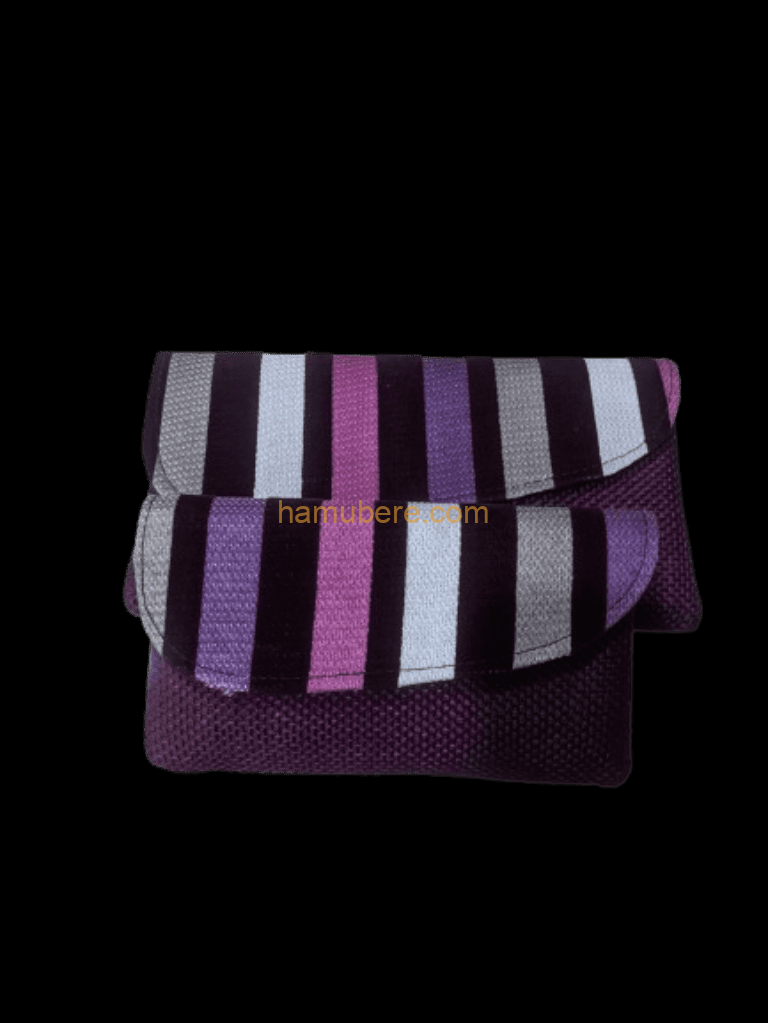 Purple Circles Rounds Print Canvas Clutch Handbag New no Tags Elegant Playful