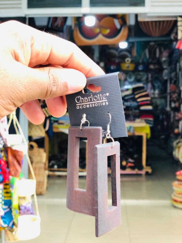 Wooden Square Earring