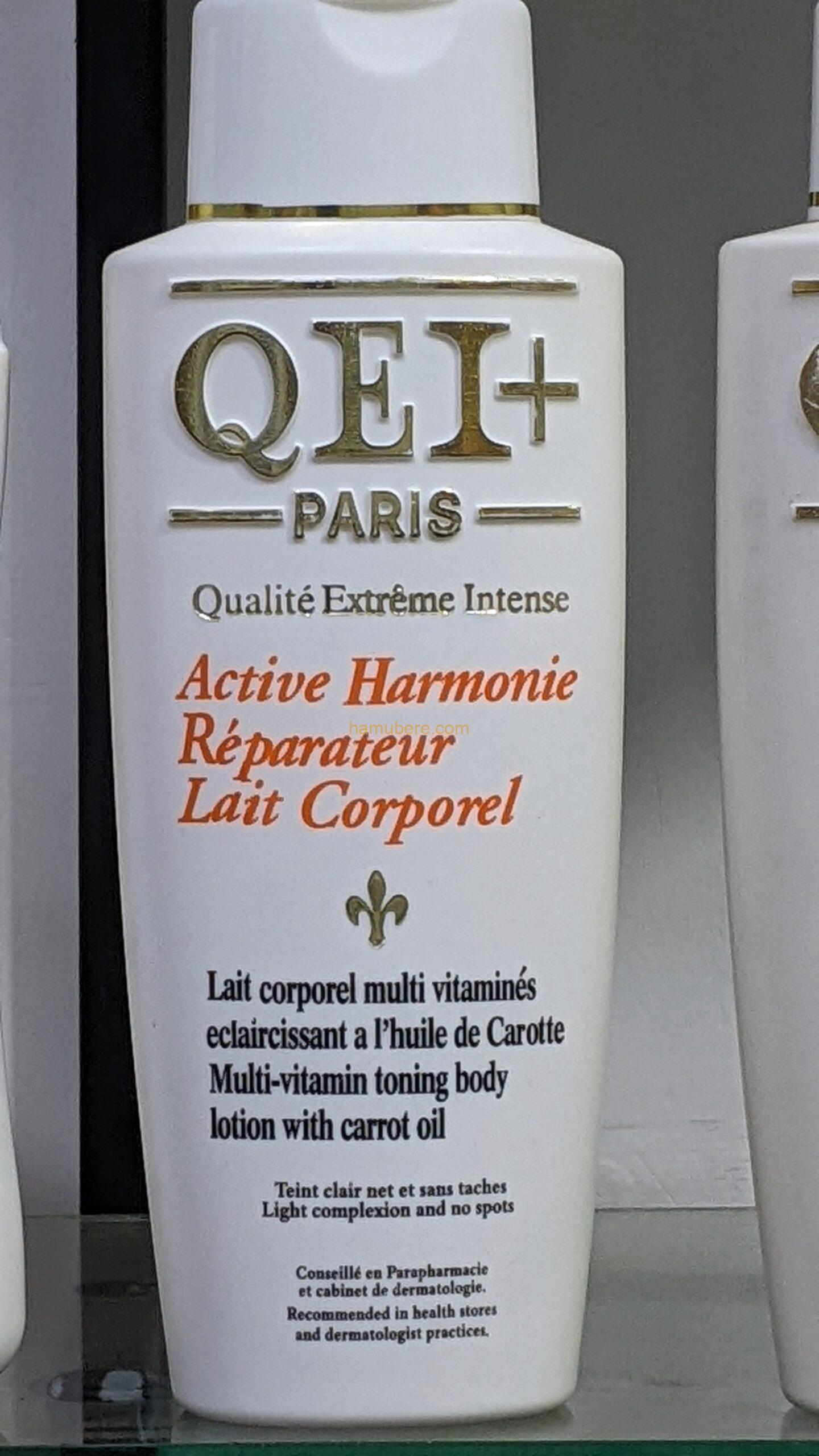Qei+ Paris Active Harmonie Multi Vitamin Toning Body Lotion With Carrot Oil by Qei+ Paris Item volume	500 Millilitres Skin type	Normal Number of items	1 Scent	carrot Item form	Lotion Unit count	500 milliliter Use for	Body