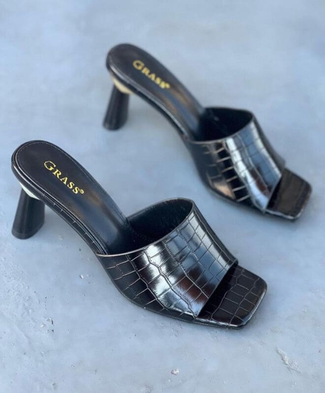 Women’s Yours Curve Wide Fit Block Mule Croc