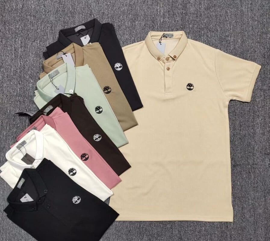 Men Solid Polo Neck Polyester Beige T-Shirt