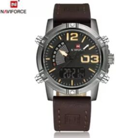 NAVIFORCE Luxury Brand Men’s Sport Watches Men Dual Display LED Digital Waterproof Leather Strap Quartz Military Watch Man Clock