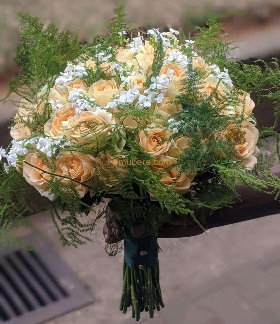 white and green bouquets
