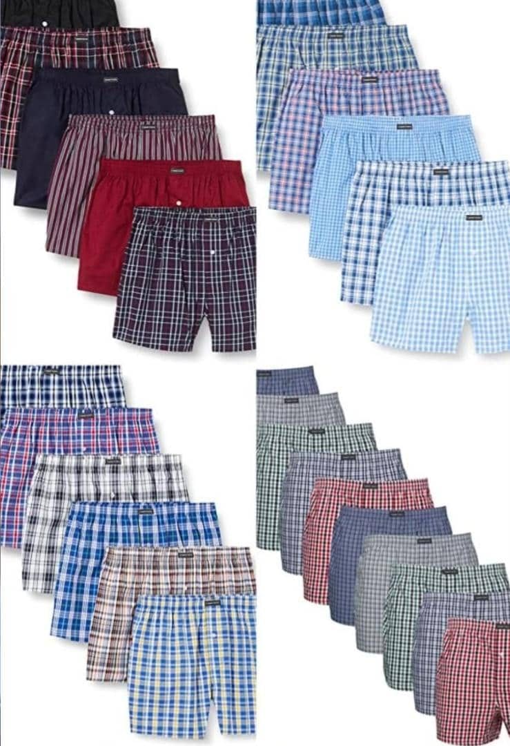 Premium Cotton Woven Boxer Shorts Multipack (Assorted Classic Tartan Plaid, Gingham Checkers, and Solid Tones)