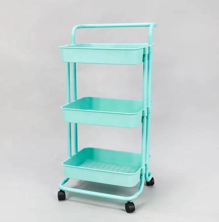 Multi-Functional Mobile Utility Storage Organizer – Heavy-Duty Rolling Utility Cart with Caster Wheels and Perforated Basket Shelves