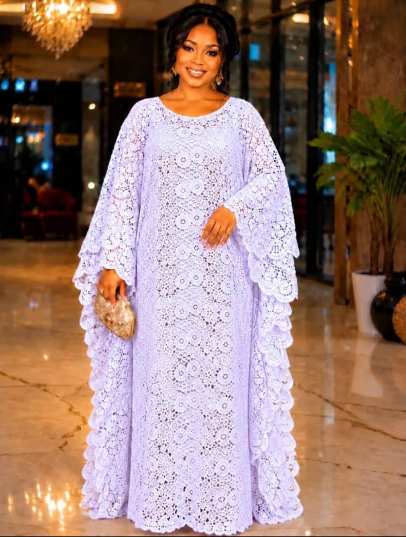 Lilac Corded Lace Boubou Gown
