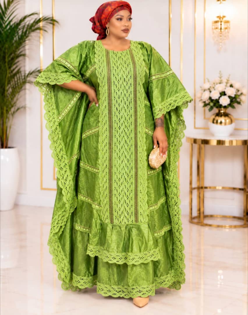 Lime Green Bazin Riche Boubou Gown